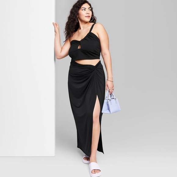 Wild Fable High-Rise Black Twisted MIDI Skirt Plus Size XXL - Picture 1 of 9
